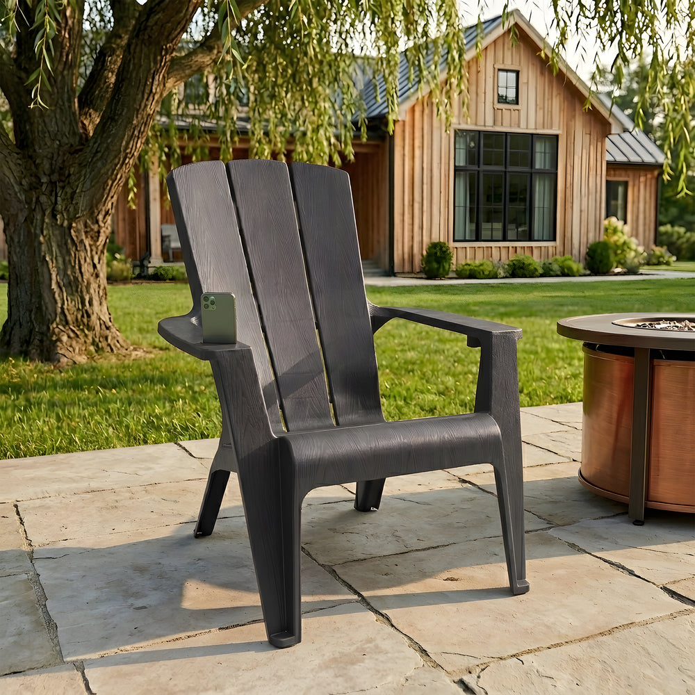 Gracious Living Gray Adirondack Chair – Classic Outdoor Patio Lounge Seating