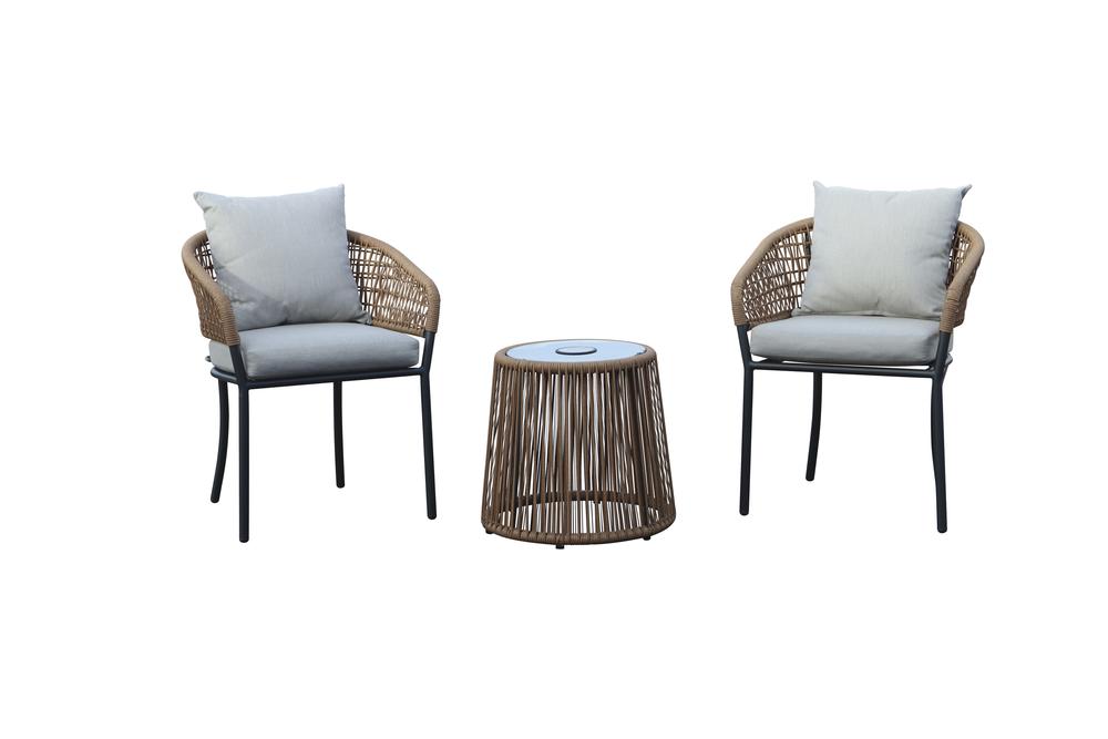 Backyard Creations Lumi 3-Piece Patio Bistro Set – Outdoor Table & 2 Chairs