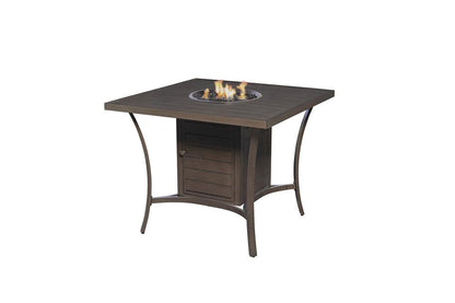 Backyard Creations St. Croix High-Top Fire Pit Patio Table – Propane Gas Outdoor Dining Table