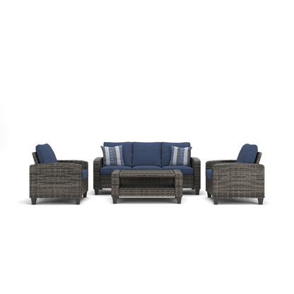 Ashley Cloverbrooke 4-Piece Wicker Patio Set – Outdoor Conversation Seating Furniture