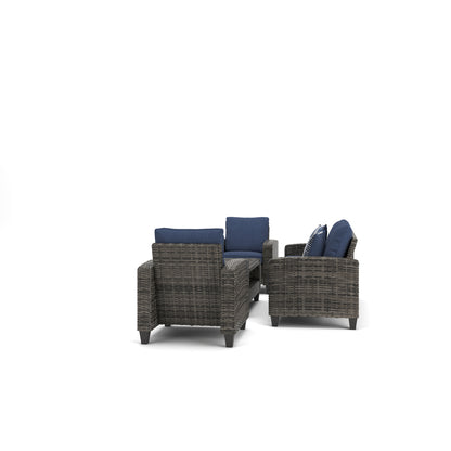 Ashley Cloverbrooke 4-Piece Wicker Patio Set – Outdoor Conversation Seating Furniture
