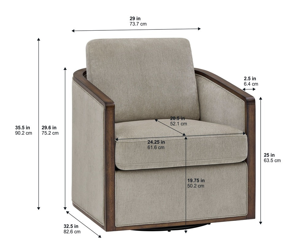 True Innovations® Kinnon Taupe Swivel Accent Chair