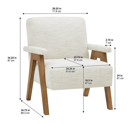 True Innovations® Callen Cream Accent Chair with Wood Trim