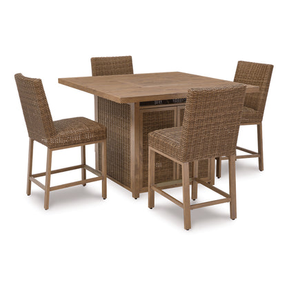 PreviousNext Signature Design® by Ashley® Azure Cove 5-Piece High Dining Fire Patio Set