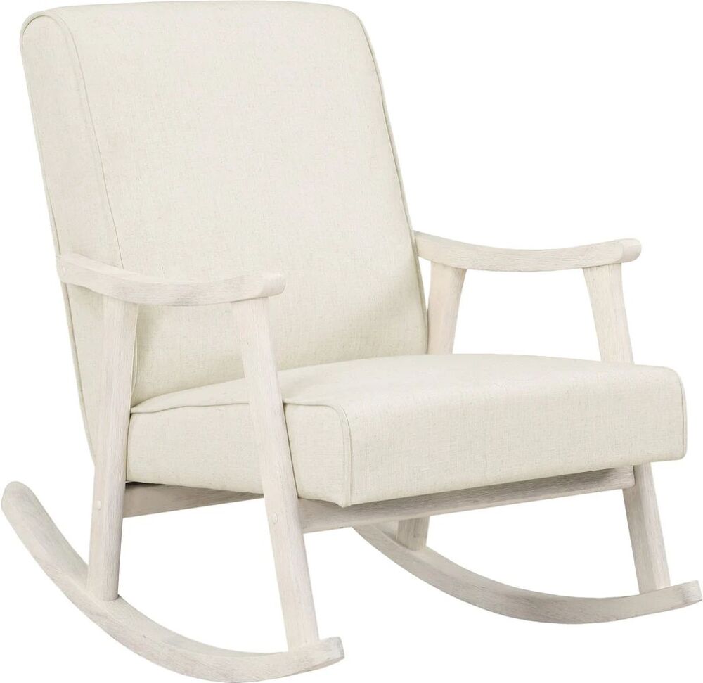 Gainsborough White Rocker with White Linen Seat