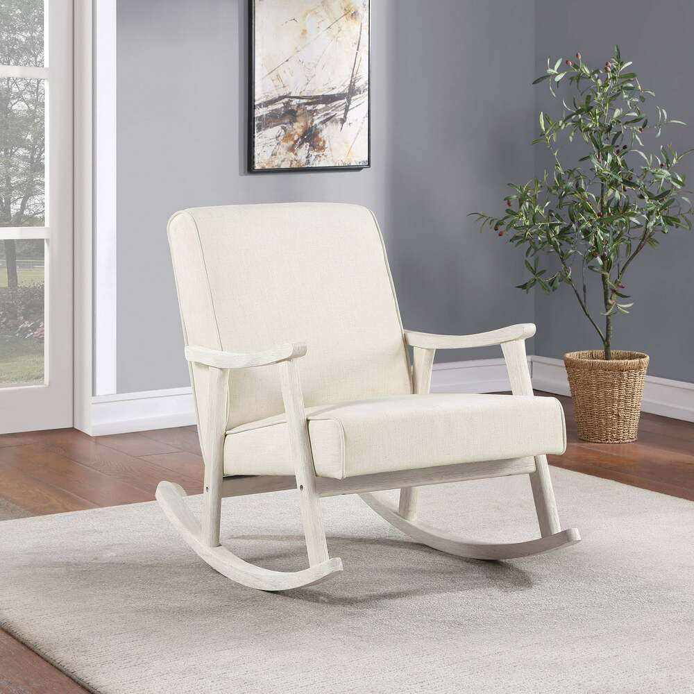 Gainsborough White Rocker with White Linen Seat