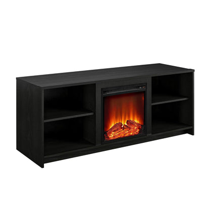Fireplace TV Stand in Black Oak