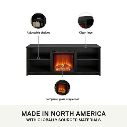 Fireplace TV Stand in Black Oak