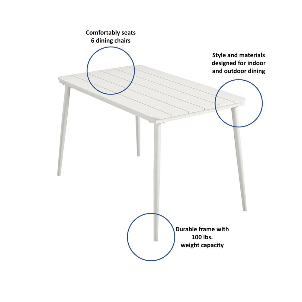 Novogratz 50-Inch White Dining Table – Contemporary Indoor & Outdoor Patio Table