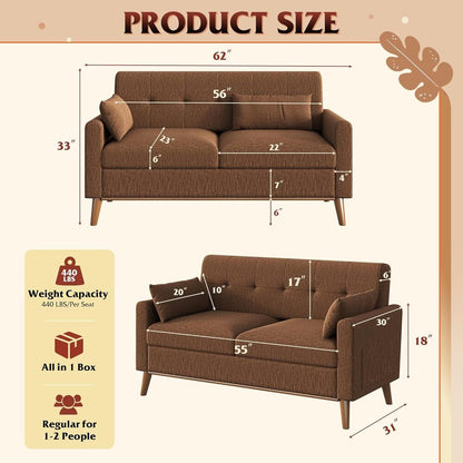 WLIVE 62" Upholstered Loveseat