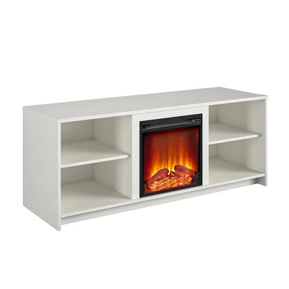 Fireplace TV Stand in White Oak