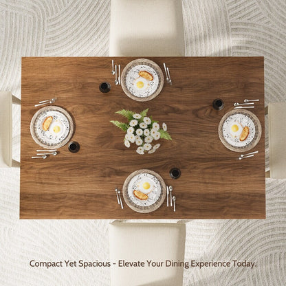 47" Farmhouse Dining Room Table – Space-Saving Wooden Kitchen Table, Brown/White