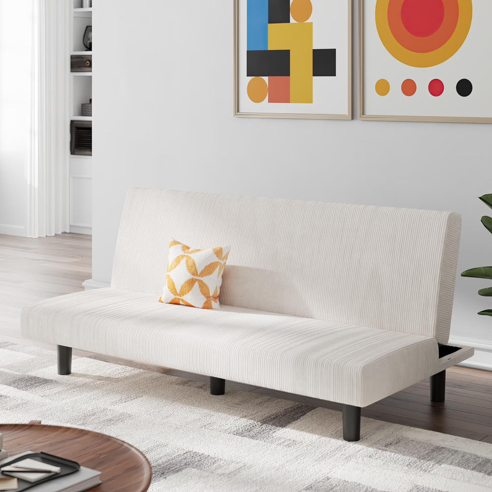 DHP DHP Kelra Armless Futon Sofa Bed – Mid-Century Corduroy Upholstery