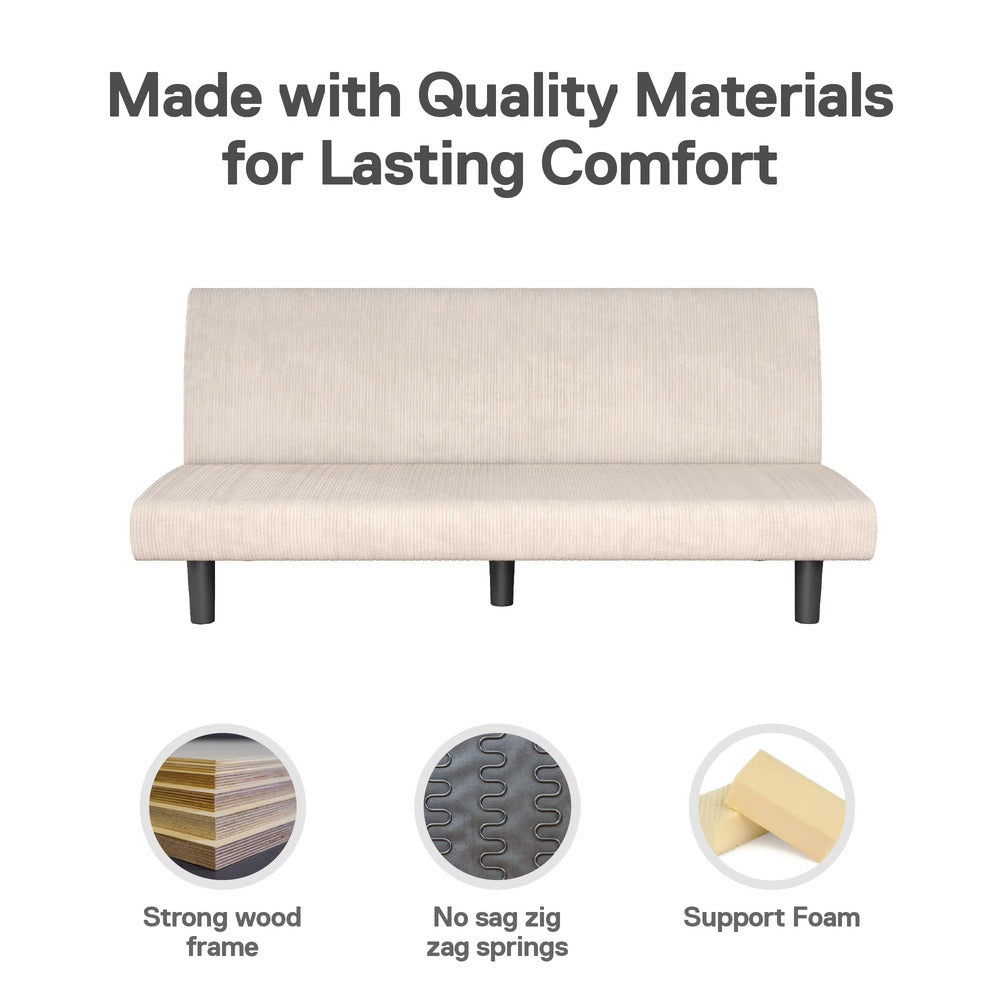 DHP DHP Kelra Armless Futon Sofa Bed – Mid-Century Corduroy Upholstery