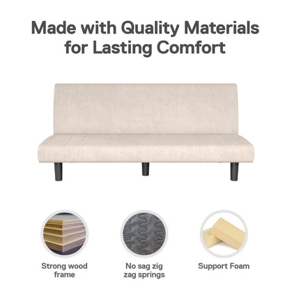 DHP DHP Kelra Armless Futon Sofa Bed – Mid-Century Corduroy Upholstery