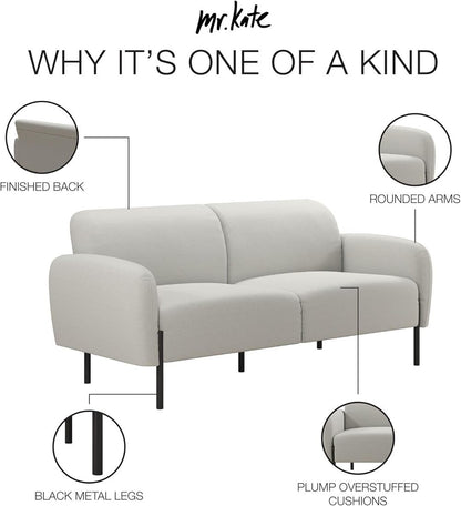 Mr. Kate Roxanne 73-1/2" Light Gray Chenille Sofa
