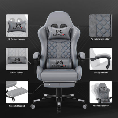 Gamtimer Heavy-Duty Gaming Chair – 400 lb Weight Capacity, Pocket Spring Seat, Reclining Ergonomic Design