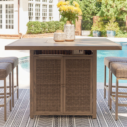 PreviousNext Signature Design® by Ashley® Azure Cove 5-Piece High Dining Fire Patio Set