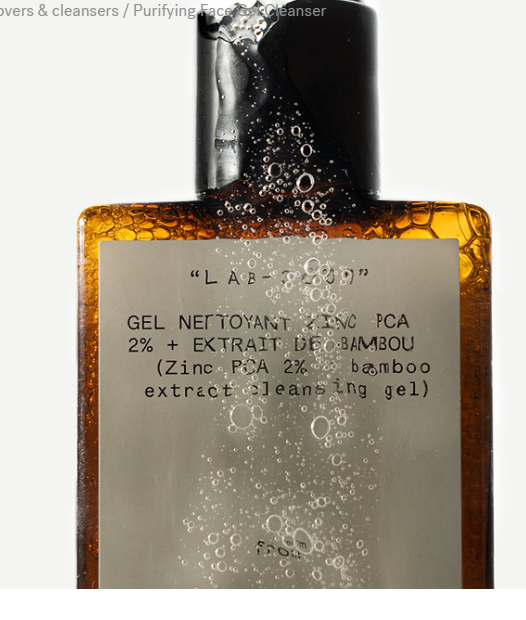 Purifying Face Gel Cleanser L12 2% Zinc PCA + Bamboo Extract
