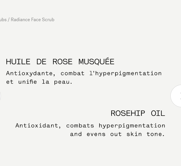 Radiance Face Scrub P71 Rosehip Oil