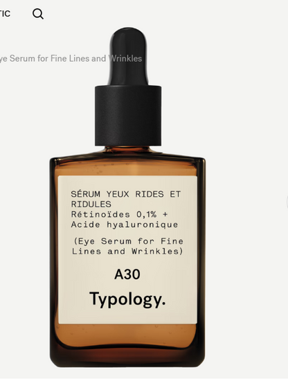 Eye Serum for Fine Lines and Wrinkles A30 0.1% Retinoids + Hyaluronic Acid