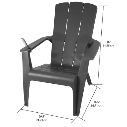 Gracious Living Gray Adirondack Chair – Classic Outdoor Patio Lounge Seating