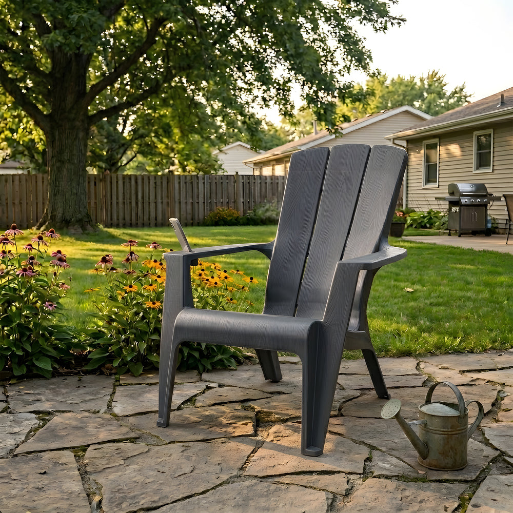 Gracious Living Gray Adirondack Chair – Classic Outdoor Patio Lounge Seating