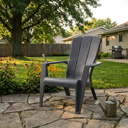 Gracious Living Gray Adirondack Chair – Classic Outdoor Patio Lounge Seating