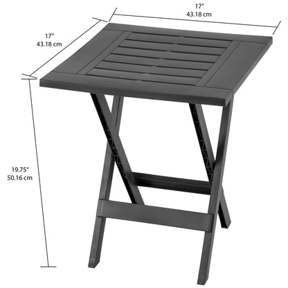Gracious Living Square Folding Outdoor Table – Gray Portable Patio Side Table