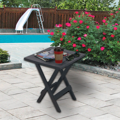 Gracious Living Square Folding Outdoor Table – Gray Portable Patio Side Table