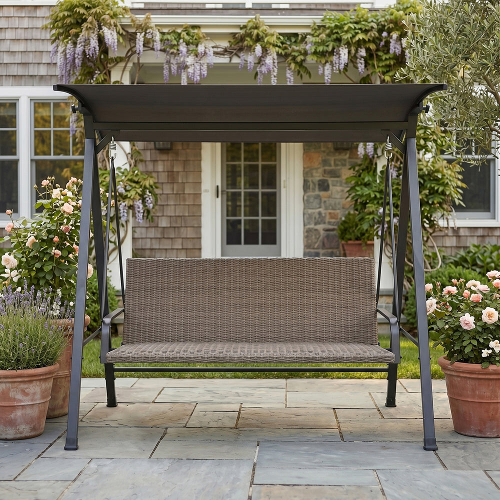 Backyard Creations® Deluxe Wicker Swing