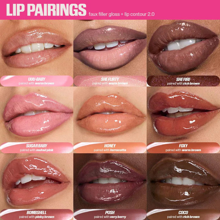 HUDA BEAUTY  Faux Filler Shiny Non-Sticky Lip Gloss