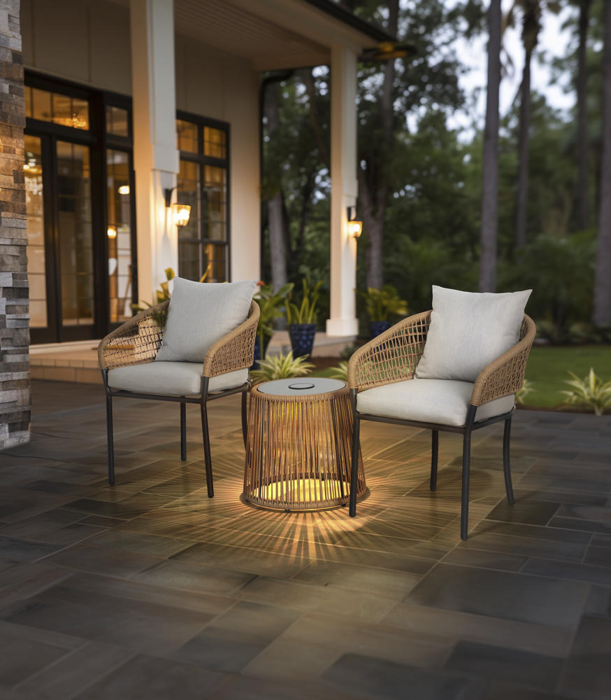 Backyard Creations Lumi 3-Piece Patio Bistro Set – Outdoor Table & 2 Chairs