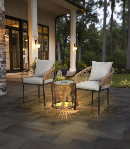 Backyard Creations Lumi 3-Piece Patio Bistro Set – Outdoor Table & 2 Chairs