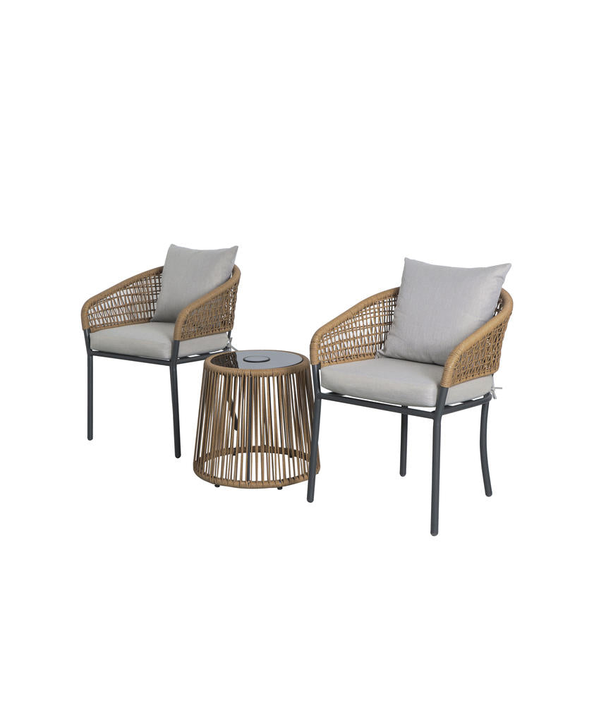 Backyard Creations Lumi 3-Piece Patio Bistro Set – Outdoor Table & 2 Chairs